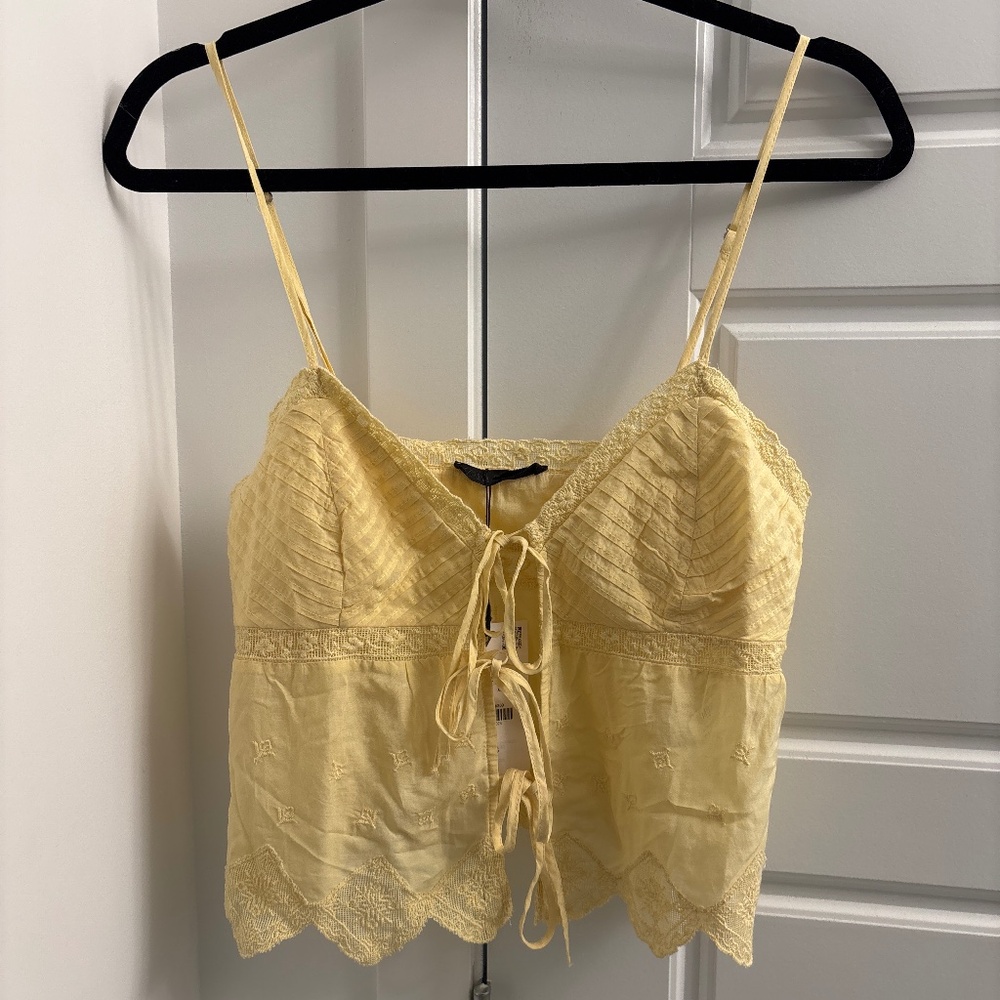 Zara tank top blouse in butter yellow
